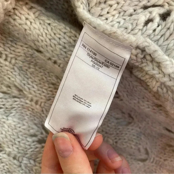 Quicksilver Tan Knit Poncho Sweater Fringe Shrug Wool Boho Turtle Neck Cream - Picture 6 of 8